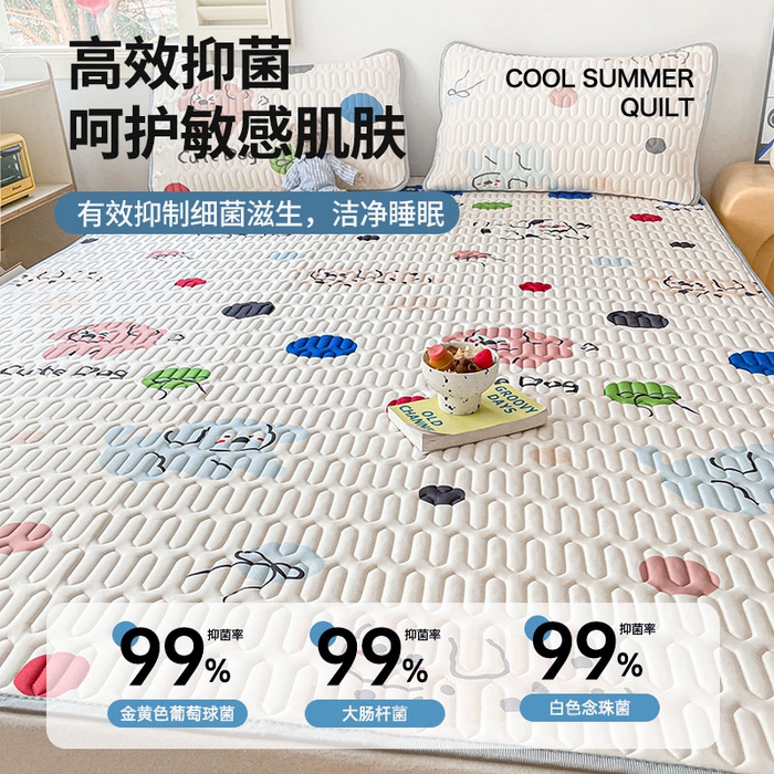 91家纺网 家纺一手货源 找家纺 布卢姆床垫 2025新款A类凉感丝数码印花小版乳胶凉席5mm cute小狗