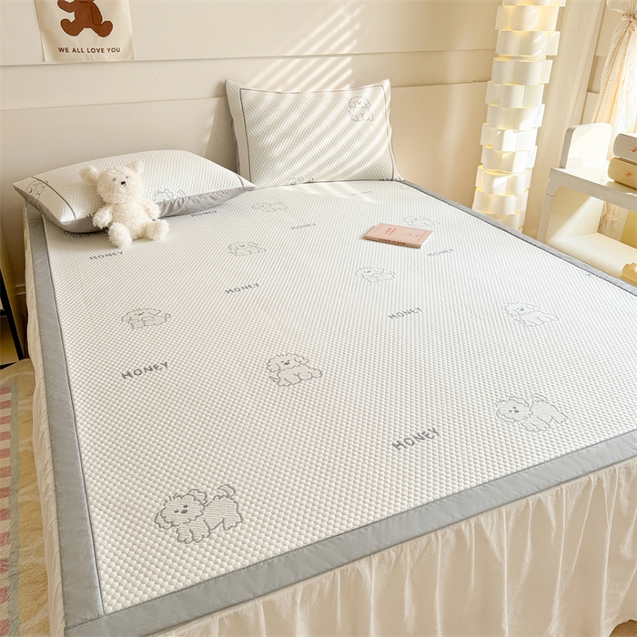 91家纺网 家纺一手货源 找家纺 慕尚家纺 2025新款卡通凉豆豆凉感冰丝席凉席 床席款-小狗