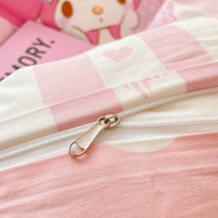 91家纺网 家纺一手货源 找家纺 博雅 2024新款全棉三丽鸥AB版活性印花四件套 甜甜美乐蒂