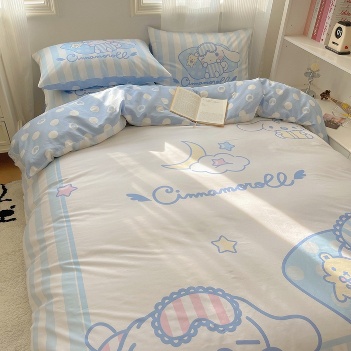 91家纺网 家纺一手货源 找家纺 星座 2025大版全棉三丽鸥四件套 晚安玉桂狗