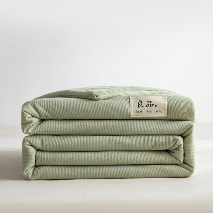 91家纺网 家纺一手货源 找家纺 慕尚家纺 2025新款针织棉华夫格夏被 华夫格 湖绿