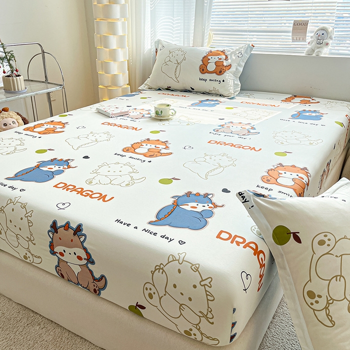 91家纺网 家纺一手货源 找家纺 涵宸家纺 2024新款全棉小清新印花单品套件--单床笠 床笠-龙先生