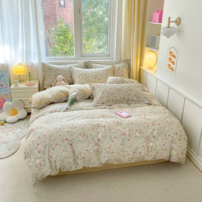 91家纺网 家纺一手货源 找家纺 涵宸家纺 2024新款全棉小清新印花单品套件--单被套 浅香