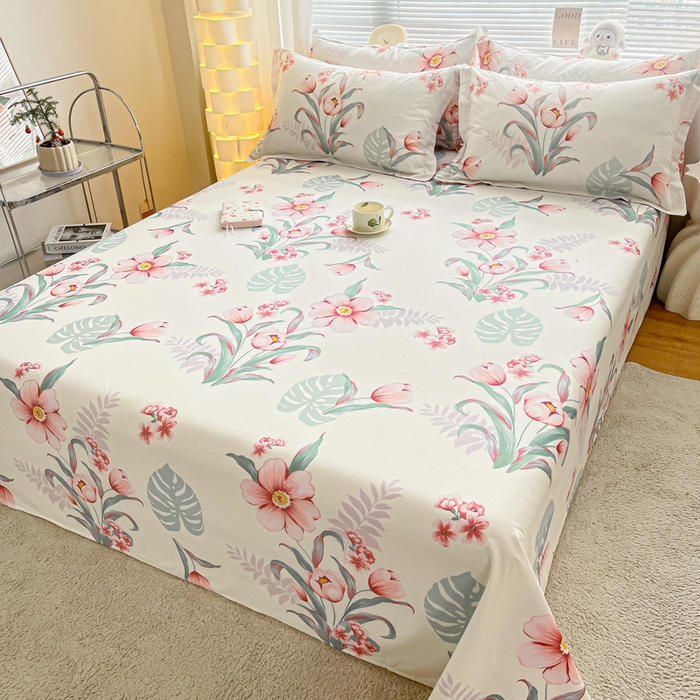 91家纺网 家纺一手货源 找家纺 涵宸家纺 2024新款全棉小清新印花单品套件--单床单 床单-长歌行