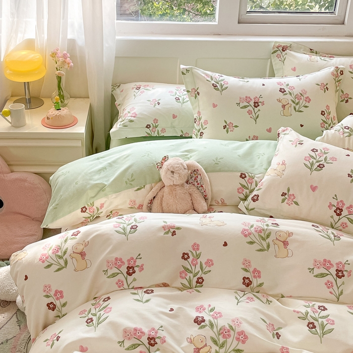 91家纺网 家纺一手货源 找家纺 涵宸家纺 2024新款全棉小清新印花单品套件--单被套 甜糖奶咖