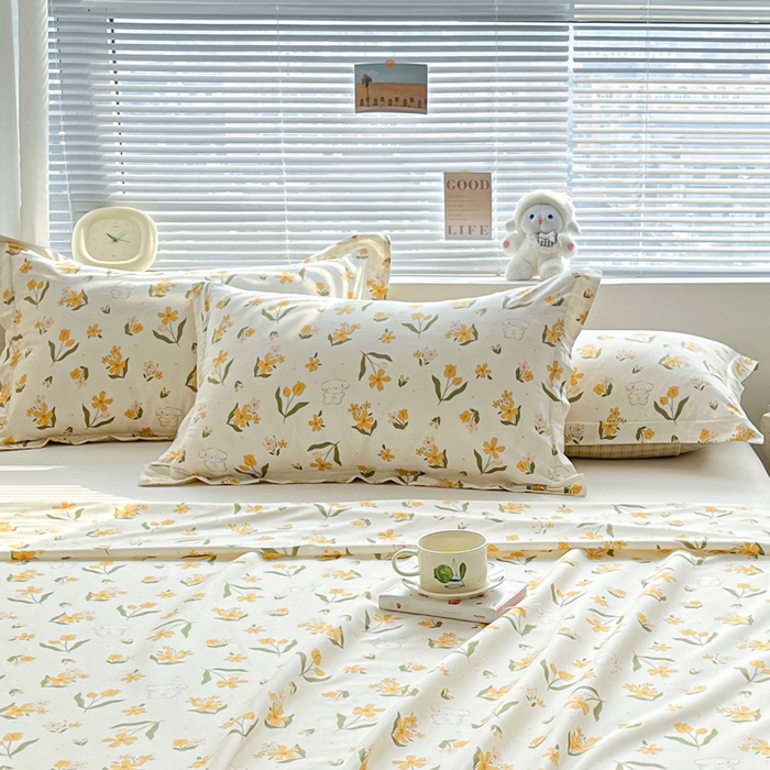 91家纺网 家纺一手货源 找家纺 涵宸家纺 2024新款全棉小清新印花单品套件--单枕套 枕套-菊馨兔