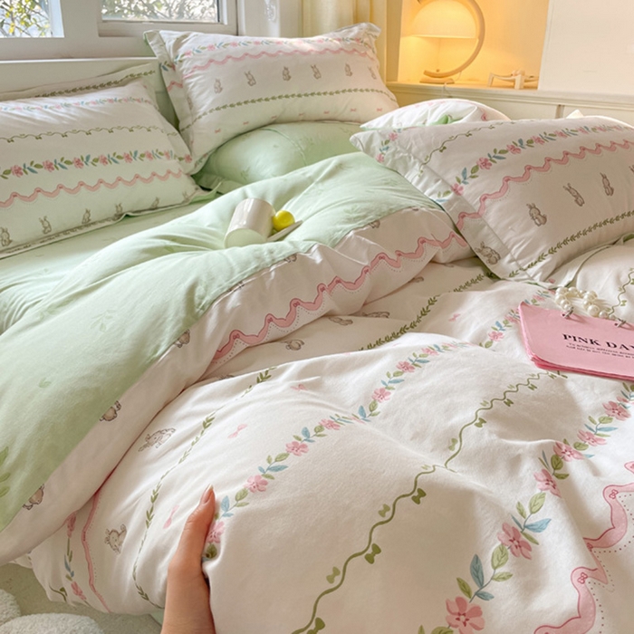 91家纺网 家纺一手货源 找家纺 涵宸家纺 2024新款全棉小清新印花单品套件--单被套 辛德瑞拉