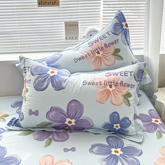 91家纺网 家纺一手货源 找家纺 涵宸家纺 2024新款全棉小清新印花单品套件--单枕套 枕套-花季