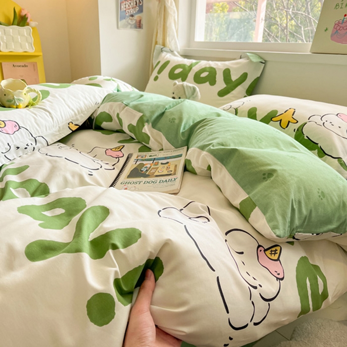 91家纺网 家纺一手货源 找家纺 涵宸家纺 2024新款全棉小清新印花单品套件--单被套 萌宝宝