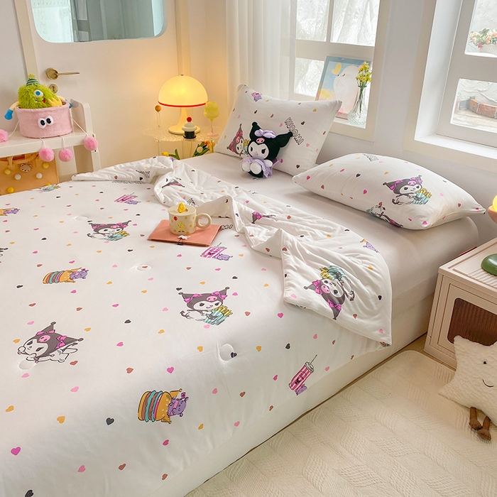 91家纺网 家纺一手货源 找家纺 DS-2025新款儿童卡通三丽鸥正版授权A类针织棉夏被系列 薯条库洛米