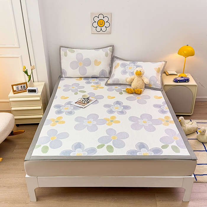 91家纺网 家纺一手货源 找家纺 大元 2025新款数码印花冰藤席系列 -冰藤条席 花知韵