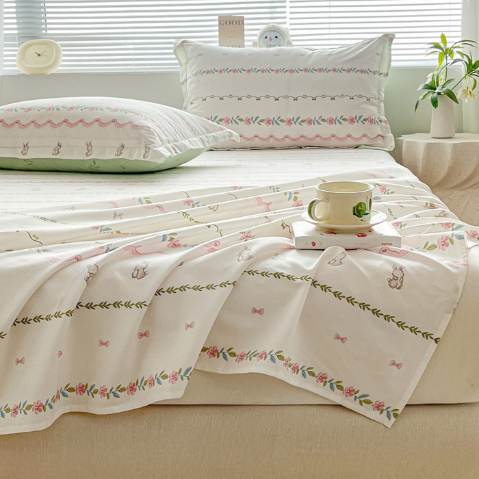 91家纺网 家纺一手货源 找家纺 涵宸家纺 2024新款全棉小清新印花单品套件--单床单 床单-辛德瑞拉