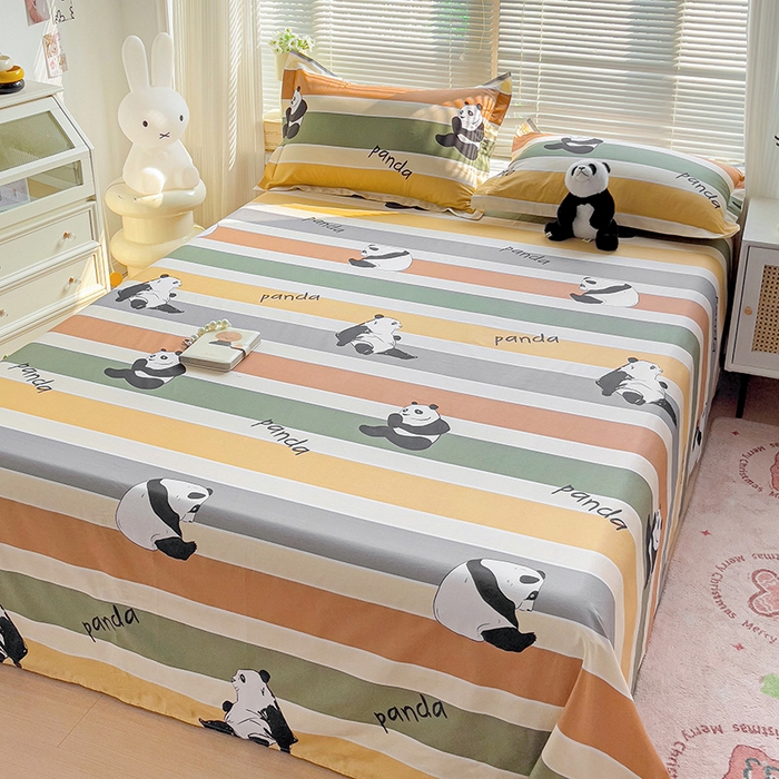 91家纺网 家纺一手货源 找家纺 大柏树 2025新款全棉13376印花四件套系列（可定制）-单床单 功夫熊