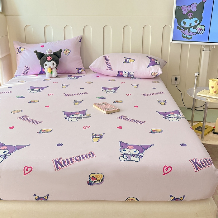 91家纺网 家纺一手货源 找家纺 博雅 2024新款三丽鸥正版授权全棉活性印花单床笠 多彩库洛米