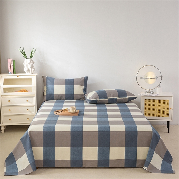 91家纺网 家纺一手货源 找家纺 金泰莱 2025新款原棉老粗布凉席老粗布床单软凉席 蓝格