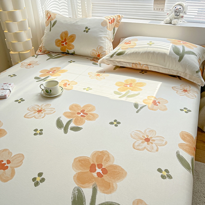 91家纺网 家纺一手货源 找家纺 涵宸家纺 2024新款全棉小清新印花单品套件--单床笠 床笠-香榭