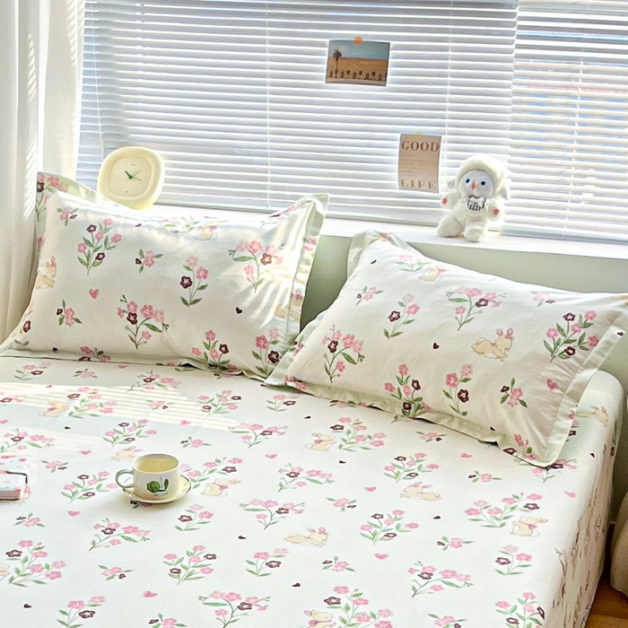 91家纺网 家纺一手货源 找家纺 涵宸家纺 2024新款全棉小清新印花单品套件--单枕套 枕套-甜糖奶咖