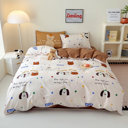 91家纺网 家纺一手货源 找家纺 田野 2024大版卡通混搭全棉四件套 萝萝好伙伴