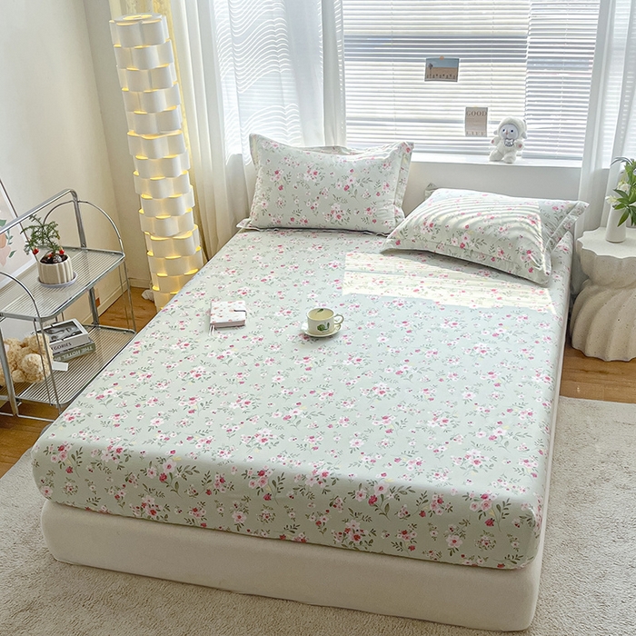 91家纺网 家纺一手货源 找家纺 涵宸家纺 2024新款全棉小清新印花单品套件--单床笠 床笠-浅香