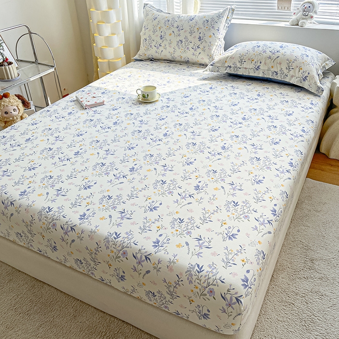 91家纺网 家纺一手货源 找家纺 涵宸家纺 2024新款全棉小清新印花单品套件--单床笠 床笠-云梦泽