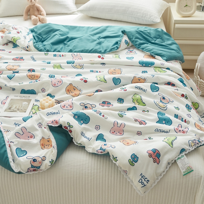 91家纺网 家纺一手货源 找家纺 畅销被业 2025新款水洗棉印花夏被夏凉被空调被 狂欢派对