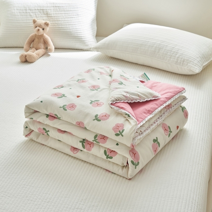 91家纺网 家纺一手货源 找家纺 畅销被业 2025新款水洗棉印花夏被夏凉被空调被 玫瑰小兔