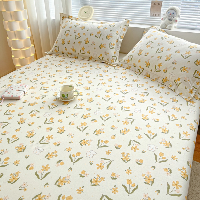 91家纺网 家纺一手货源 找家纺 涵宸家纺 2024新款全棉小清新印花单品套件--单床单 床单-菊馨兔