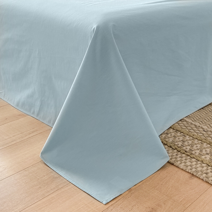 91家纺网 家纺一手货源 找家纺 芊寻家居 2024新款13372全棉纯色四件套无印良品风简约套件 奶白-浅蓝