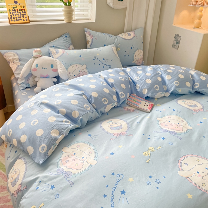 91家纺网 家纺一手货源 找家纺 博雅 2024新款全棉三丽鸥AB版活性印花四件套 玉桂狗