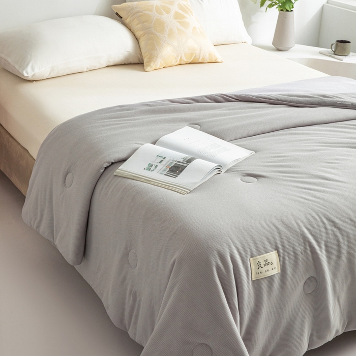 91家纺网 家纺一手货源 找家纺 慕尚家纺 2025新款针织棉华夫格夏被 华夫格 星空灰