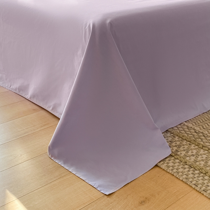 91家纺网 家纺一手货源 找家纺 芊寻家居 2024新款13372全棉纯色四件套无印良品风简约套件 奶白-灰紫