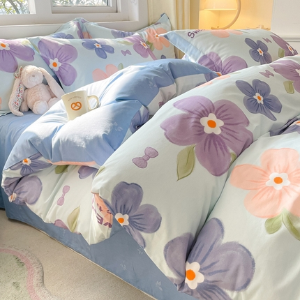 91家纺网 家纺一手货源 找家纺 （总）涵宸家纺 2024新款全棉小清新印花单品套件--单被套