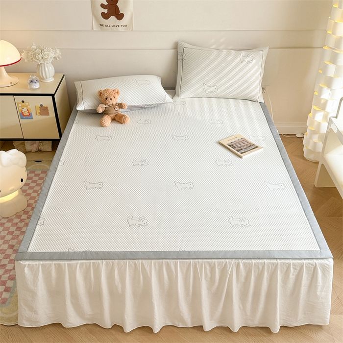 91家纺网 家纺一手货源 找家纺 慕尚家纺 2025新款卡通凉豆豆凉感冰丝席凉席 床席款-小怪兽