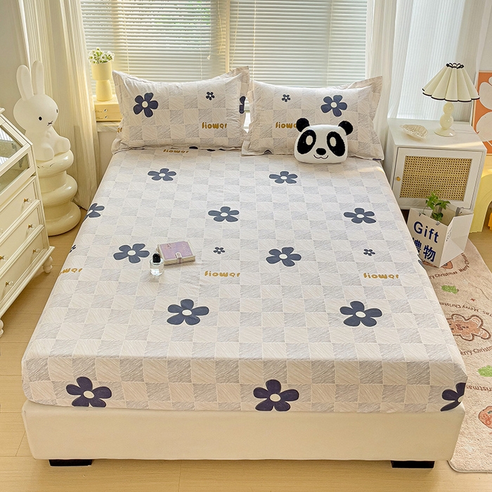 91家纺网 家纺一手货源 找家纺 大柏树 2025新款全棉13376印花四件套系列（可定制）-单床笠 熹微