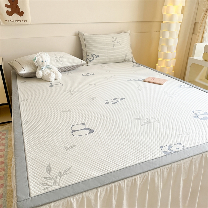 91家纺网 家纺一手货源 找家纺 慕尚家纺 2025新款卡通凉豆豆凉感冰丝席凉席 床席款-小熊猫