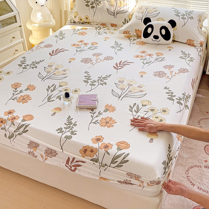 91家纺网 家纺一手货源 找家纺 大柏树 2025新款全棉13376印花四件套系列（可定制）-单床笠 南薇