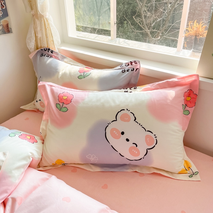 91家纺网 家纺一手货源 找家纺 涵宸家纺 2024新款全棉小清新印花单品套件--单被套 萌萌彩