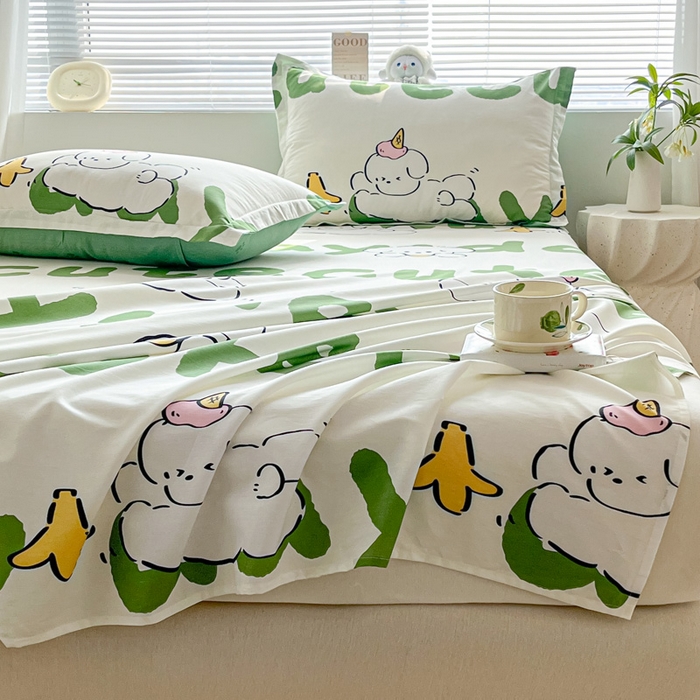 91家纺网 家纺一手货源 找家纺 涵宸家纺 2024新款全棉小清新印花单品套件--单床单 床单-萌宝宝