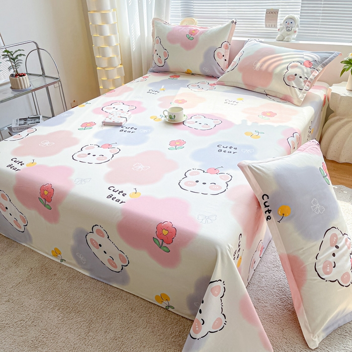 91家纺网 家纺一手货源 找家纺 涵宸家纺 2024新款全棉小清新印花单品套件--单床单 床单-萌萌彩