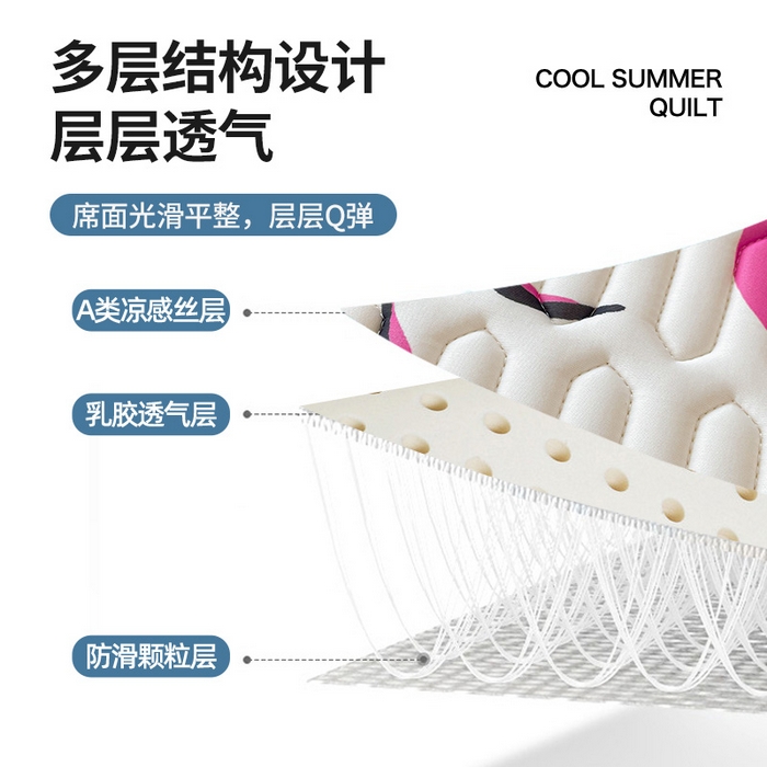 91家纺网 家纺一手货源 找家纺 布卢姆床垫 2025新款A类凉感丝数码印花小版乳胶凉席5mm 小恐龙