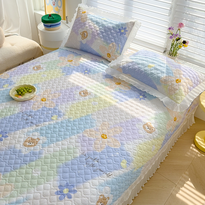 91家纺网 家纺一手货源 找家纺 冬然 2023新款全棉床盖纯棉床盖夹棉床单全棉床单纯棉床单油彩画