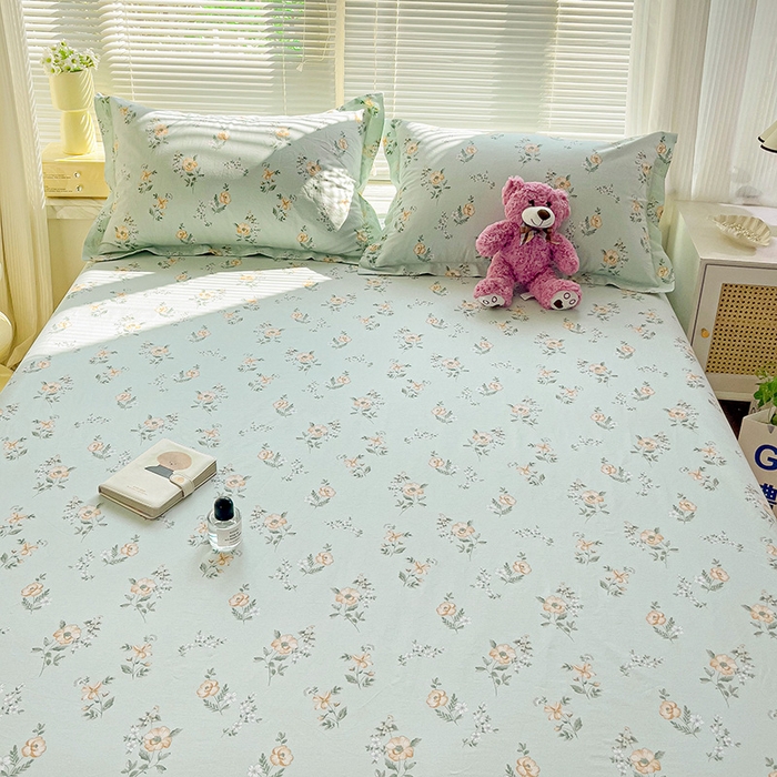 91家纺网 家纺一手货源 找家纺 大柏树 2025新款全棉13376印花四件套系列（可定制）-单床笠 浅沫