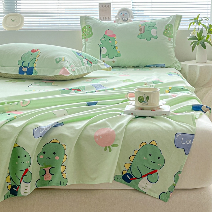 91家纺网 家纺一手货源 找家纺 涵宸家纺 2024新款全棉小清新印花单品套件--单床单 床单-龙游记