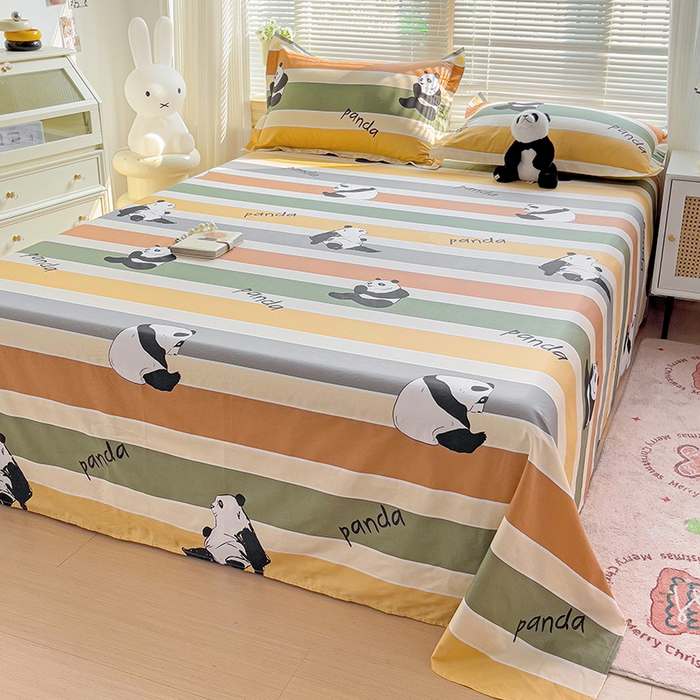 91家纺网 家纺一手货源 找家纺 大柏树 2025新款全棉13376印花四件套系列（可定制）-单床单 功夫熊