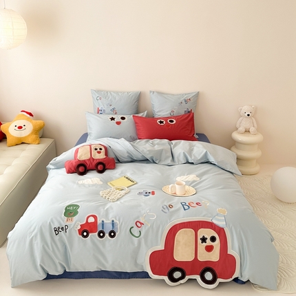 91家纺网 家纺一手货源 找家纺 西西家居 2024新款100支纯棉儿童卡通系列——宝宝巴士