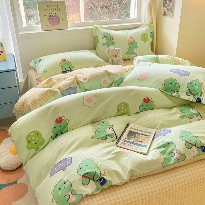 91家纺网 家纺一手货源 找家纺 涵宸家纺 2024新款全棉小清新印花单品套件--单被套 龙游记