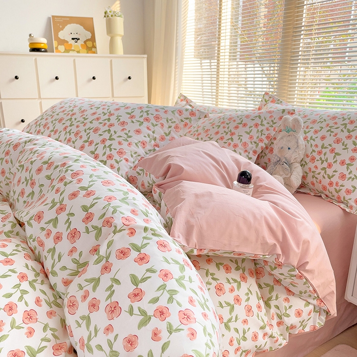 91家纺网 家纺一手货源 找家纺 大柏树 2025新款全棉13376印花四件套系列（可定制）-床单四件套 春晴