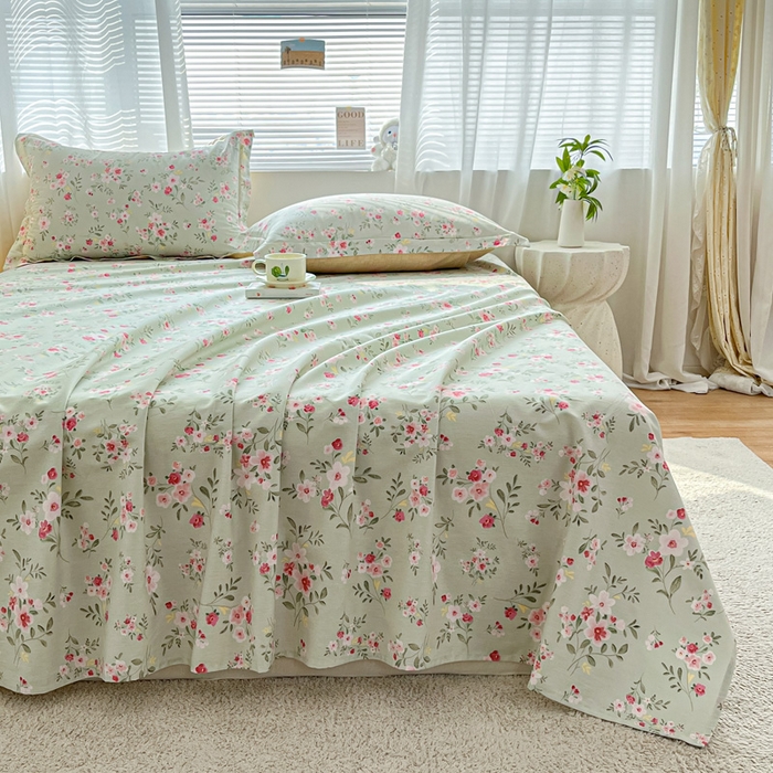 91家纺网 家纺一手货源 找家纺 涵宸家纺 2024新款全棉小清新印花单品套件--单床单 床单-浅香