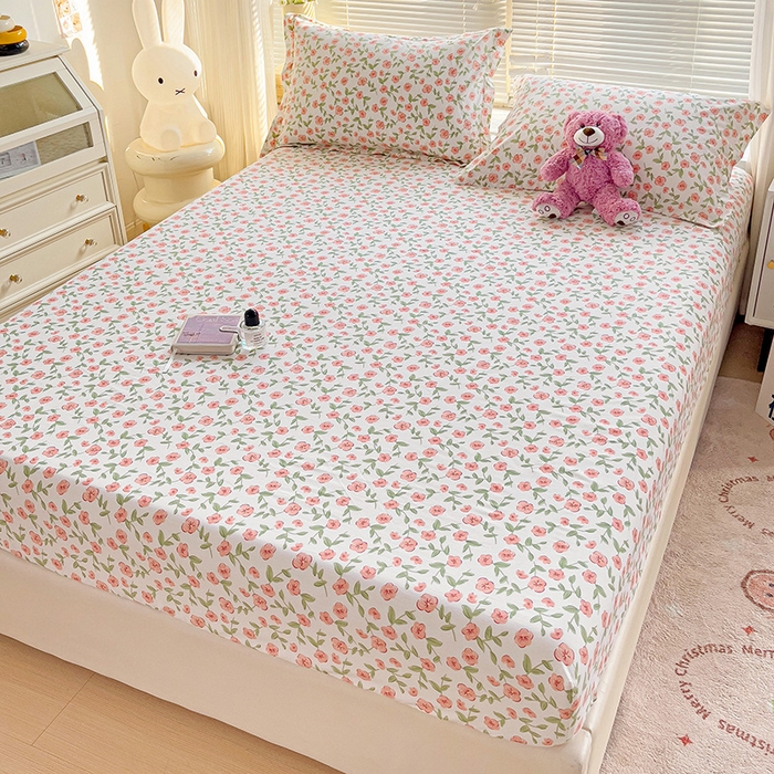 91家纺网 家纺一手货源 找家纺 大柏树 2025新款全棉13376印花四件套系列（可定制）-单床笠 春晴