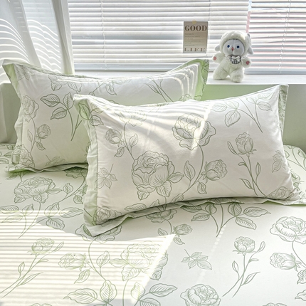 91家纺网 家纺一手货源 找家纺 （总）涵宸家纺 2024新款全棉小清新印花单品套件--单枕套